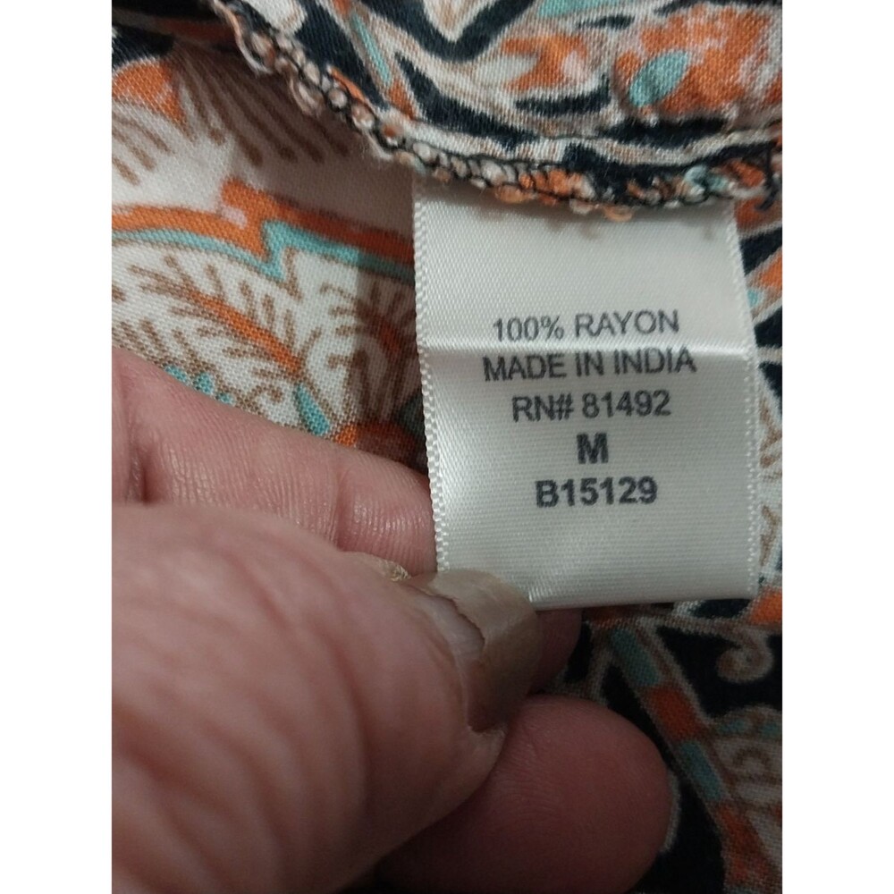 Mithrims Paisley Boho Peasant  Size M 100% Rayon Mini Dress Bohemian - Picture 11 of 11